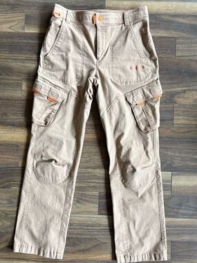 Eddie Bauer Tan Cargo Pants with Orange Accents
